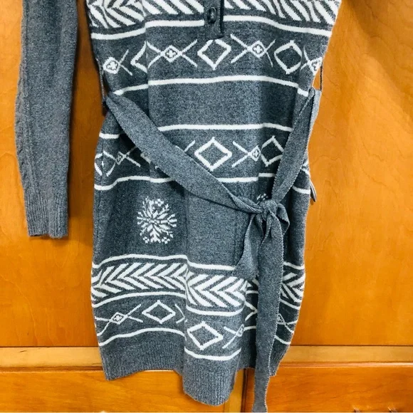 Gray Patterned Lucky Women's Sweater Dress - Picture 3 of 5